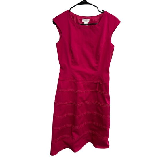 Liz Claiborne Womens Fuchsia Sleeveless A Line Dress with Bow Accent SZ 4 - Picture 1 of 9